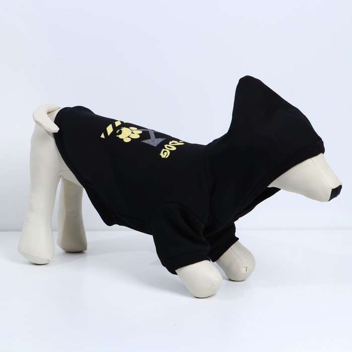 Толстовка Off-Dog для собак (футер с начесом), размер S (ДС 24, ОШ 33-37, ОГ 42-44), чёрная