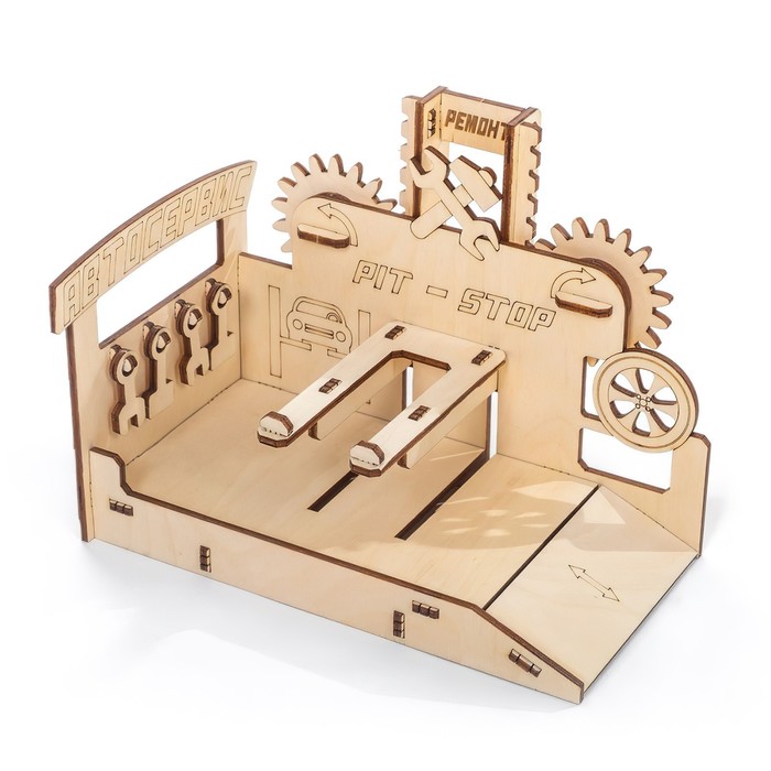 фото Конструктор деревянный «автосервис» кубиград