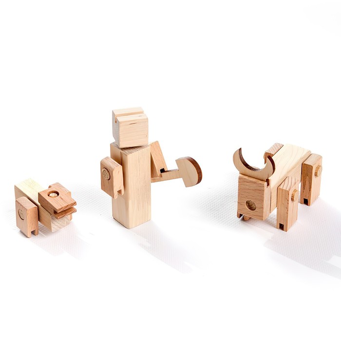 фото Конструктор деревянный «кубиград», «кубикрафт жители. ферма»