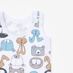 

Комплект (майка,трусы) для мальчика Зверята, цвет белый/голубой, рост 92 см