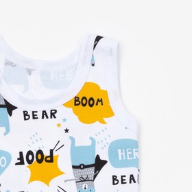 

Комплект (майка,трусы) для мальчика «Bear», цвет белый/голубой, рост 74 см