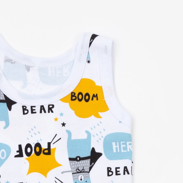 

Комплект (майка,трусы) для мальчика «Bear», цвет белый/голубой, рост 86 см