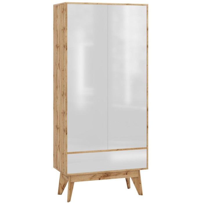 Шкаф 2-х дверный «Хелен 2213.М1», 800 × 500 × 1850 мм, цвет дуб вотан / белый лак шкаф хелен 2213