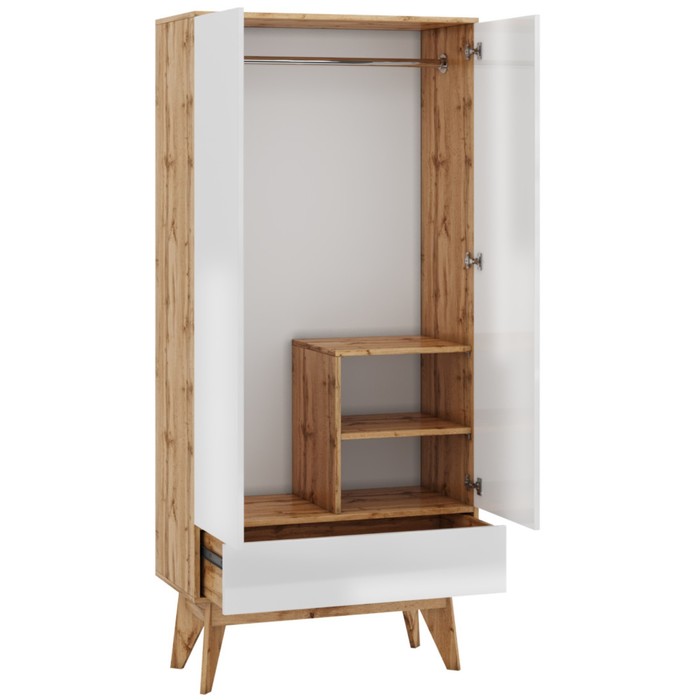 Шкаф 2-х дверный «Хелен 2213.М1», 800 × 500 × 1850 мм, цвет дуб вотан / белый лак