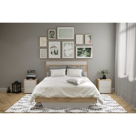 Спальный гарнитур «Аризона 6», кровать, тумба 2 шт, цвет дуб вотан / белый Ош