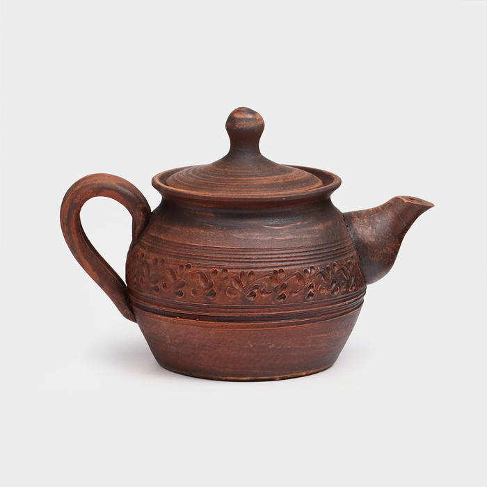 Чайник для заварки Домашний, декор, красная глина, 0.8 л чайник для заварки татарский гончарный красная глина 0 8 л