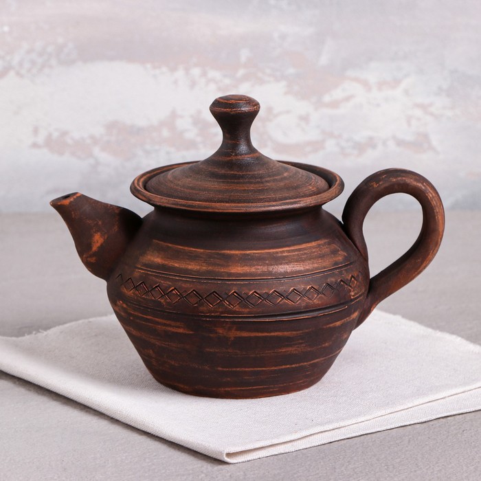 фото Чайник для заварки "домашний", гончарный, 0.8 л красная глина