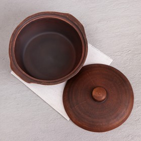 

Жаровня с крышкой, красная глина, декор, 2 л