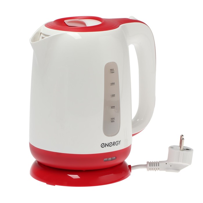 Чайник электрический ENERGY E-274, пластик, 1,7 л, 2200 Вт, бело-красный чайник электрический energy e 274 1 7 л диск пластик бело красный