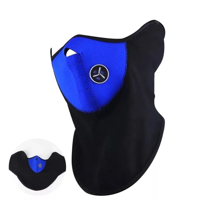 Ветрозащитная маска под шлем с клапаном, размер универсальный, синий ветрозащитная маска размер универсальный черный