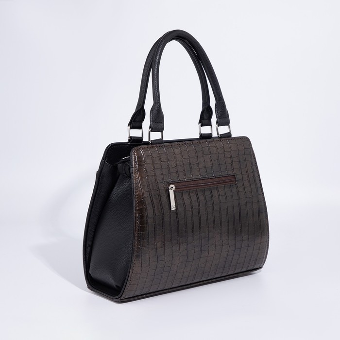 Сумка женская El Masta на молнии, 2 наружных кармана, длинный ремень, цвет коричневый