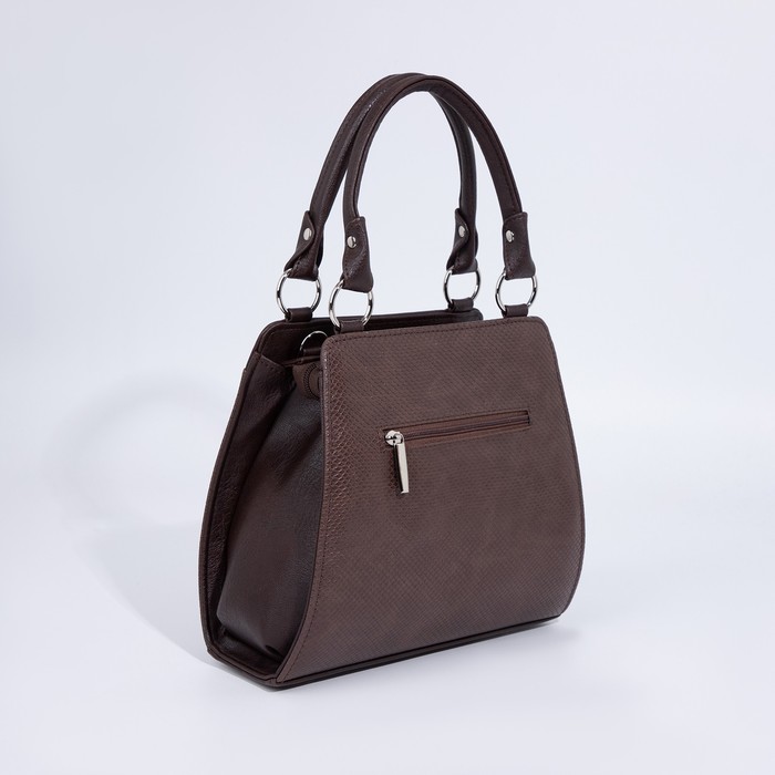 Сумка женская El Masta на молнии, 2 наружных кармана, длинный ремень, цвет коричневый