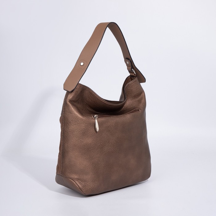 Сумка женская El Masta на молнии, наружный карман, длинный ремень, цвет коричневый