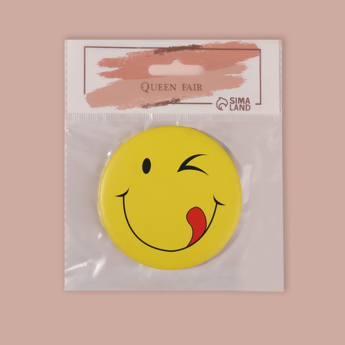 Зеркало компактное «Смайл», круглое, одностороннее, без увеличения, d=7,5см, цвет МИКС