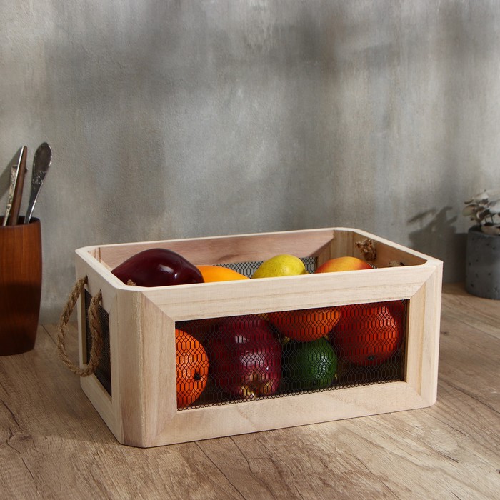 

Корзина для хранения продуктов Italy, 32×22×14 см, цвет светлое дерево