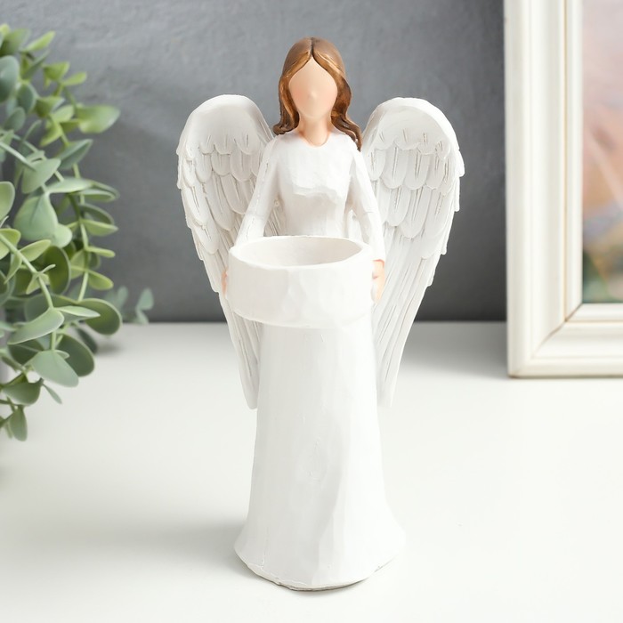 Сувенир полистоун подсвечник Безликий ангел 9х10х19 см сувенир полистоун безликий ангел с серебряными крыльями микс 10 см