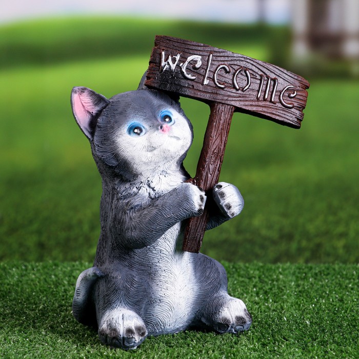 

Садовая фигура "Котёнок Welcome" 12х12х25см