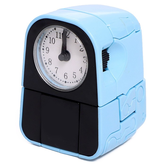 Трансформер-часы "Щенок", трансформируется в будильник, работает от батареек, цвет голубой