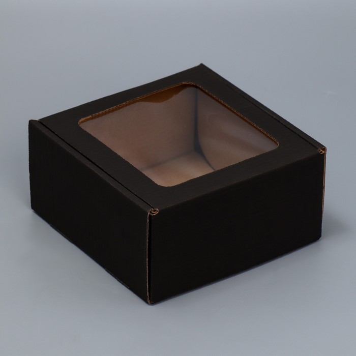 Коробка подарочная сборная с окном, упаковка, «Черный»16х8х16 см коробка сборная с окном you are the best бурый 16х8х16 см