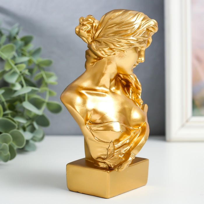 фото Сувенир полистоун бюст "девушка с лирой" золото 6,2х9,5х15 см
