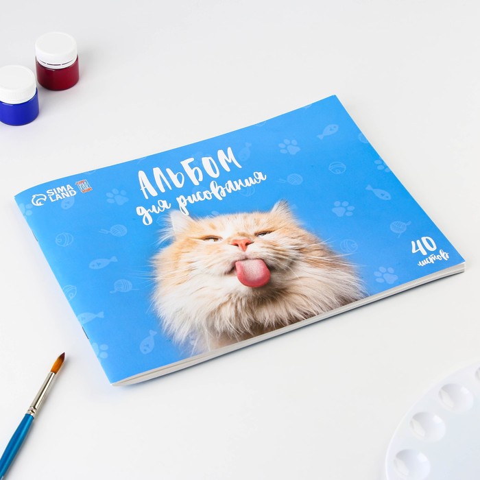 

Альбом для рисования на скрепках А4, 40 листов «Котик» (обложка 160 г/м2, бумага 100 г/м2).