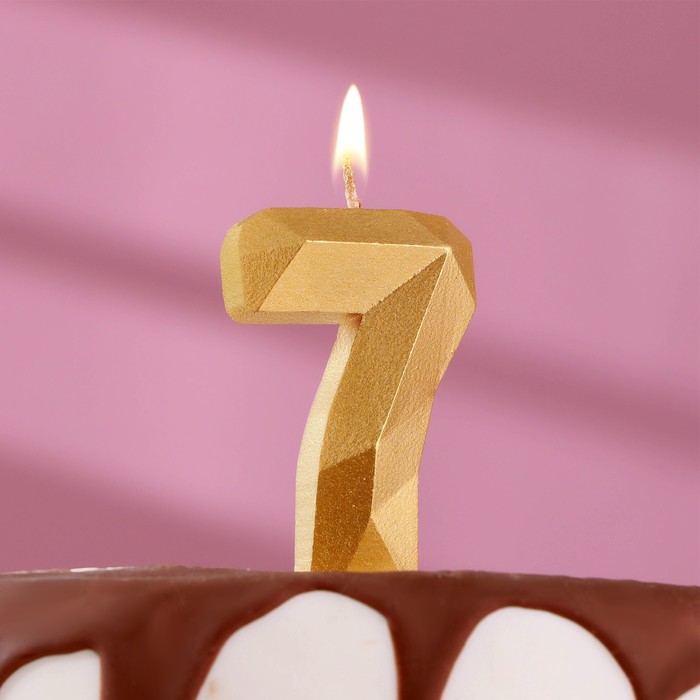 Свеча в торт «Алмаз» цифра 7 золотая, 6,5 см свеча в торт алмаз цифра 8 золотая
