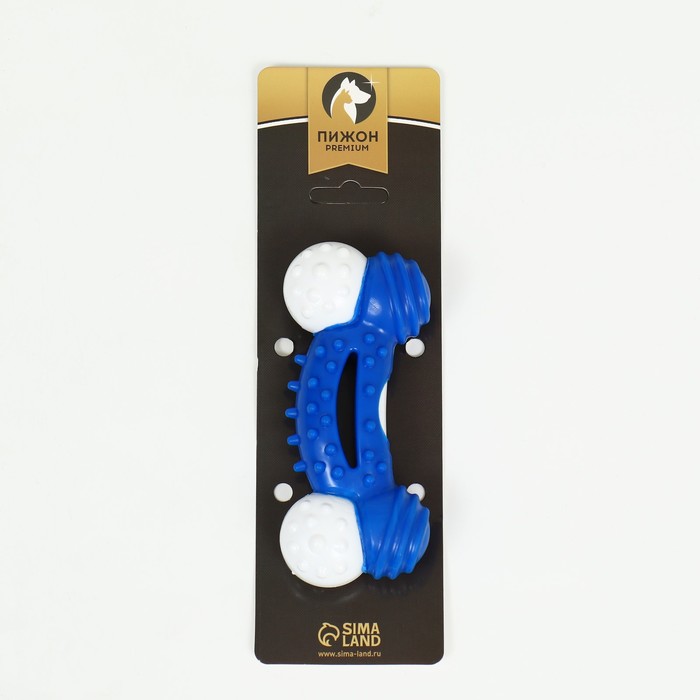 Игрушка двухслойная (твердый и мягкий пластик) "Изогнутая кость", 13 см синяя