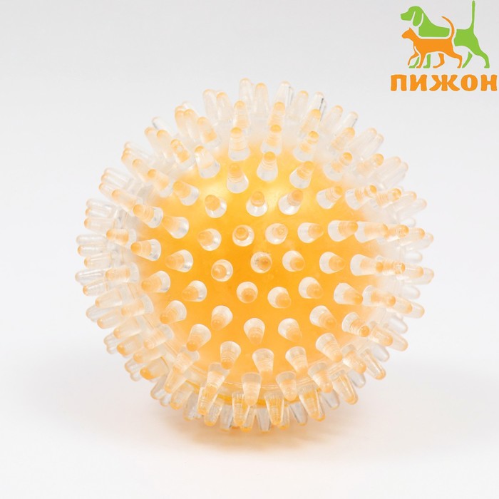 цена Игрушка для собак Мяч теннис 2 в 1, TPR+винил, 9,5 см, прозрачная/жёлтая