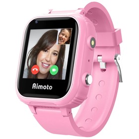 Детские смарт-часы Aimoto Pro 4G, 1.4", GPS, sim, камера, звонки, геозоны, IP67, SOS,розовые