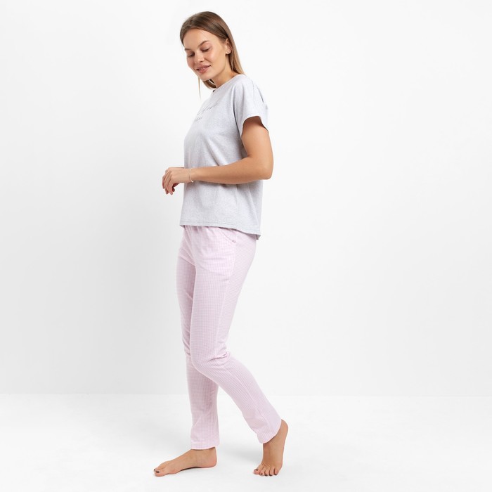 фото Комплект домашний женский (футболка/брюки), цвет серый, размер 50 дарья