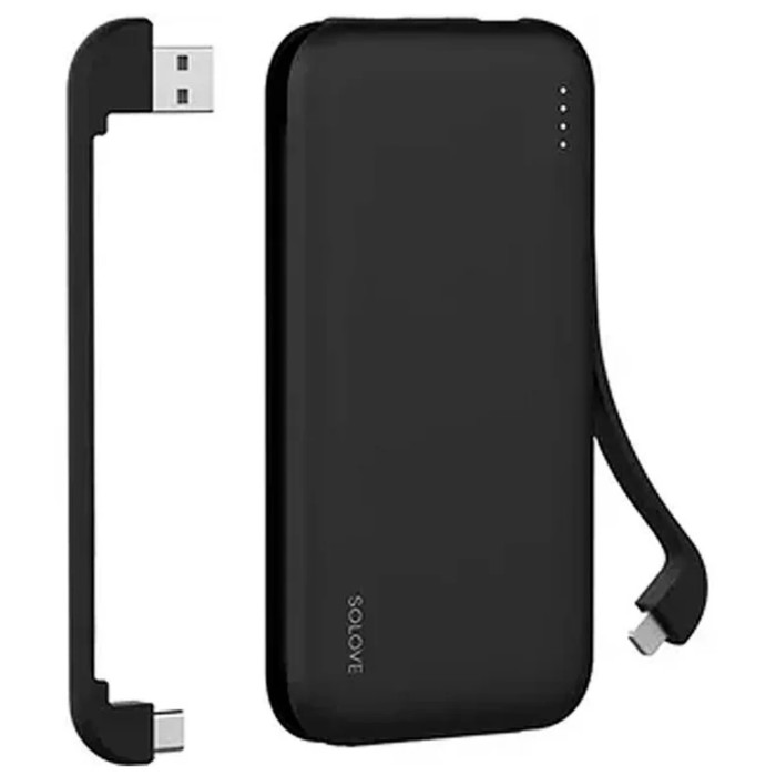 

Внешний аккумулятор Xiaomi Mi Solove W7, 10000 мАч, 3 А, встроенные кабели Type-C/Lightning