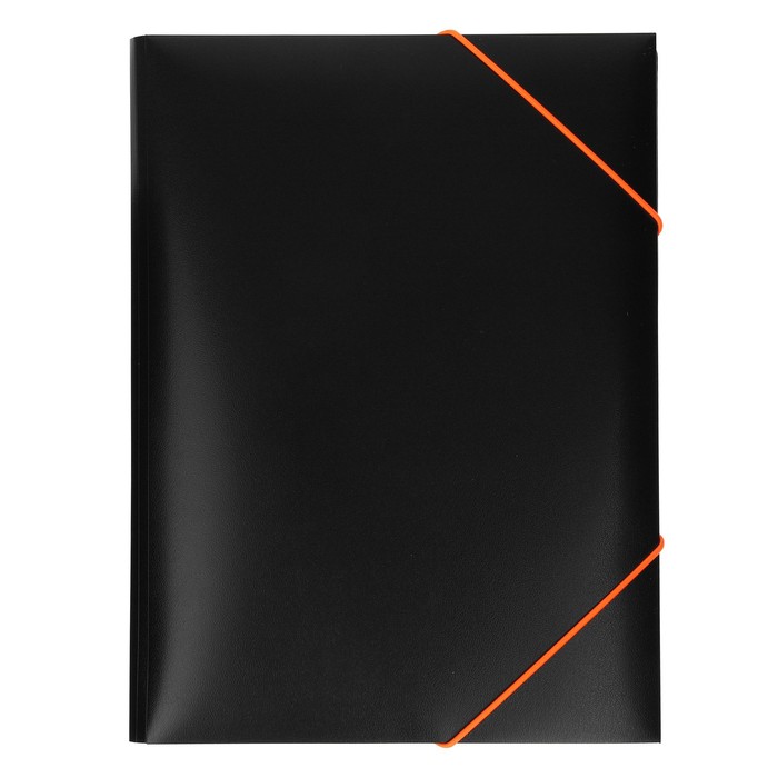 Папка на резинке А4, 500 мкм, Calligrata, корешок 15 мм, чёрная, МИКС (неоновые цветные резинки)