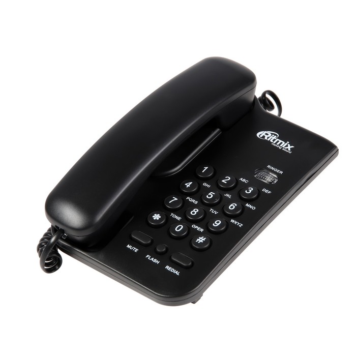 Проводной телефон Ritmix RT-311, повтор, отключение микрофона, индикация, черный цена и фото