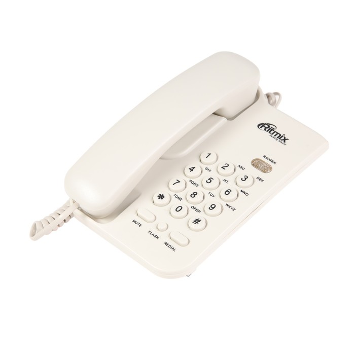 Проводной телефон Ritmix RT-311, повтор, отключение микрофона, индикация, белый цена и фото