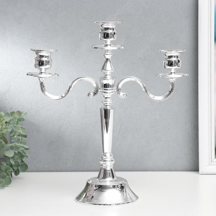 Подсвечник на 3 свечи "Элегантность" серебристый