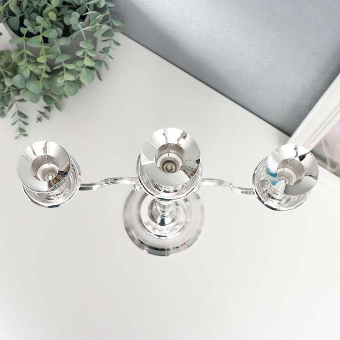 Подсвечник на 3 свечи "Элегантность" серебристый