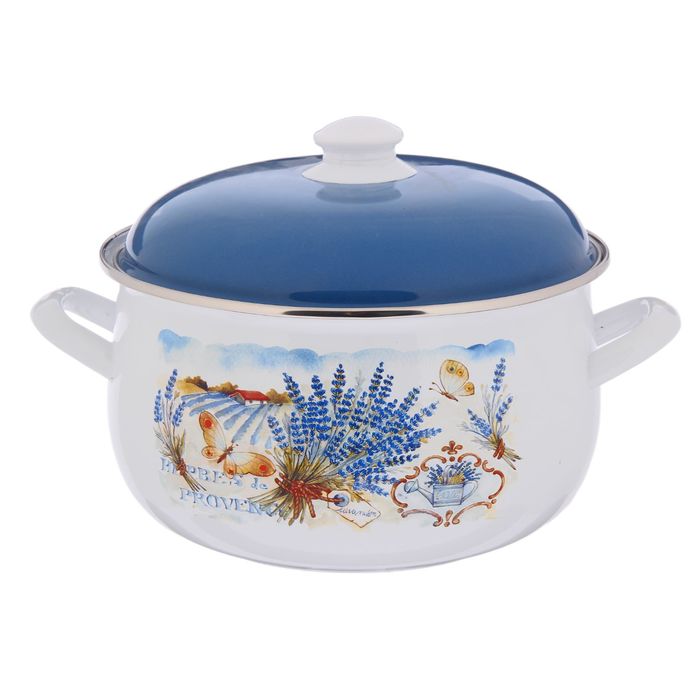 Кастрюля эмалированная 5,7 л "Лаванда", крышка