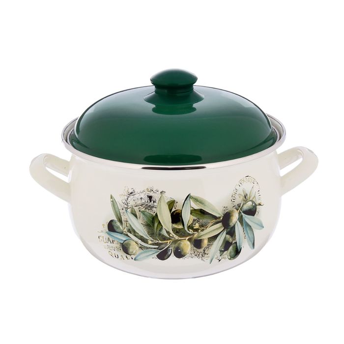 Кастрюля эмалированная 4 л "Маслины", крышка