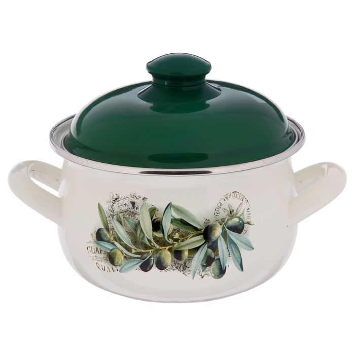 Кастрюля эмалированная 2,1 л "Маслины", крышка