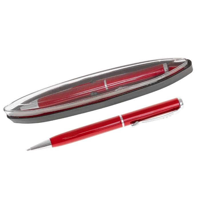 Ручка шар подар в пластик футляре поворотная Классическая бордо с серебр вставками