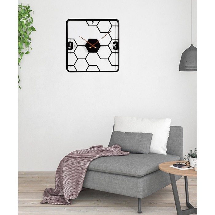 фото Часы настенные, серия: лофт, "соты", плавный ход, 1аа, 58 х 58 см