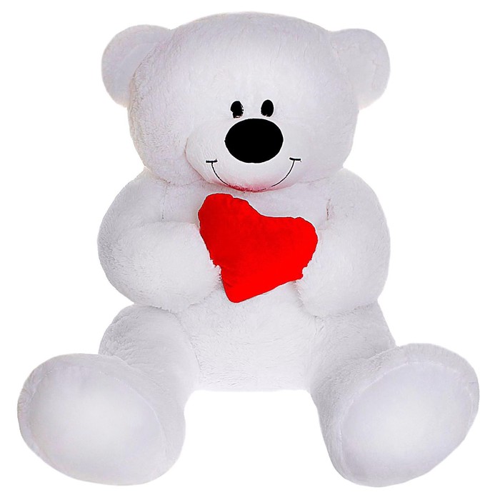 Мягкая игрушка «Мишка» с сердцем, 105 см, цвет белый мягкая игрушка мишка с сердцем озвученный 21 см mp hh r20073 5634715