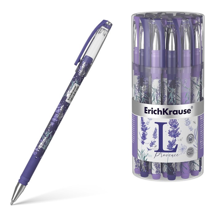 фото Ручка шариковая erichkrause lavender stick, резиновый упор, узел 0.7 мм, чернила синие, длина линии письма 2000 метров, микс