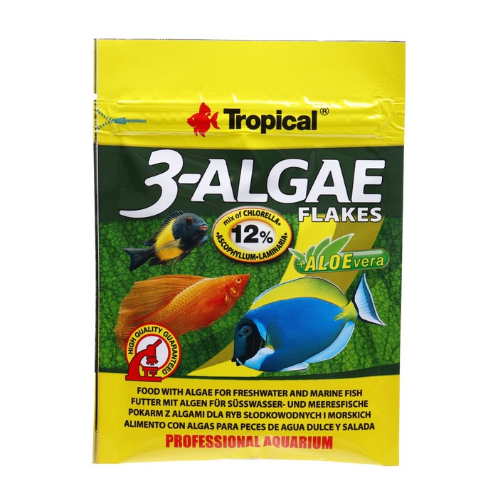 Корм Tropical Algae Flakes для пресноводных и морских рыб, с водорослями, 12 г