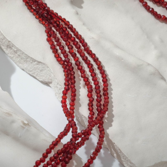 

Бусы шар №2 гранёный "Шпинель" 5 нитей, кручёные, цвет гранатовый, 40см с удлинителем 5см