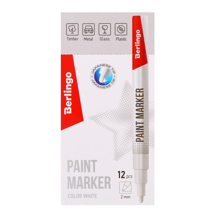 Маркер-краска 2мм Berlingo Uniline PA200 белая нитро-основа