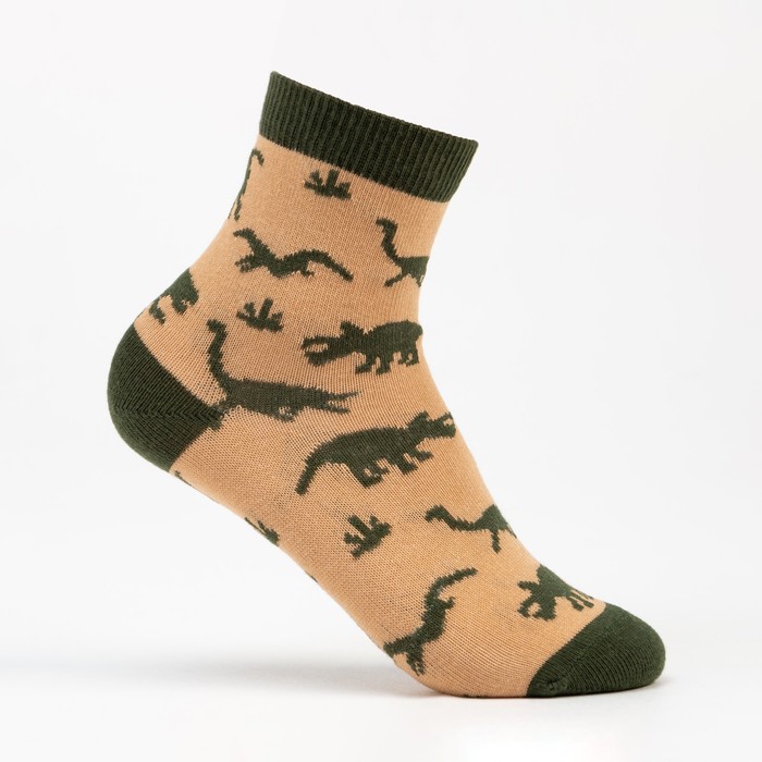 Носки детские «Динозавры», цвет бежевый, размер 16-18