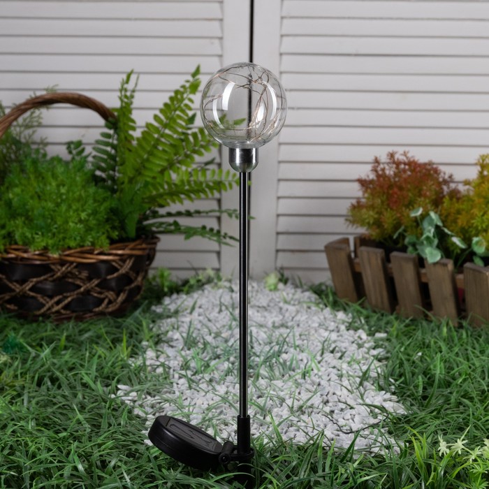 фото Садовый светильник на солнечной батарее «шар», 70 см, 20 led, свечение мульти luazon lighting