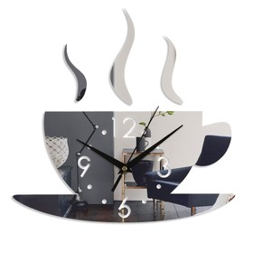 Часы - наклейка "Аромат кофе", 28 х 28 см, 1 ААА, серебро