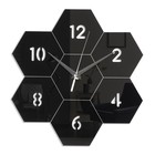 Часы - наклейка "Соты", 27 х 26 см, 1 ААА, черные